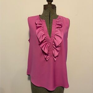 Pink Ruffled Sleeveless Top